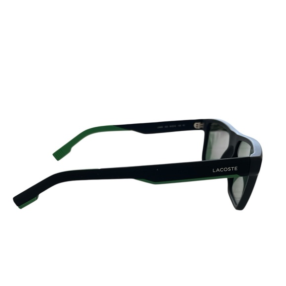 Lacoste Sunglasses in Matte Black Frame and Green Highlights - Picture 7 of 12